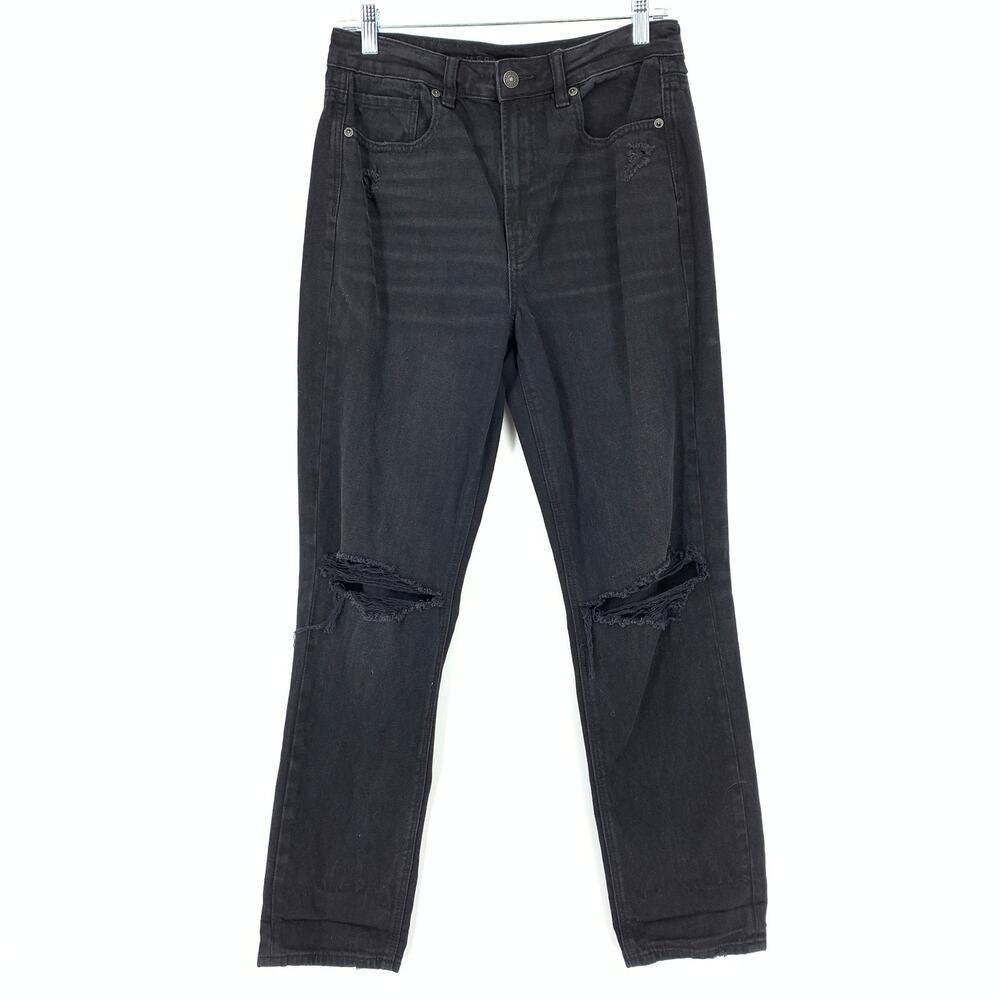 American Eagle Jeans Women's Size 6 Comfort Stretch Waist Mom Distressed Black